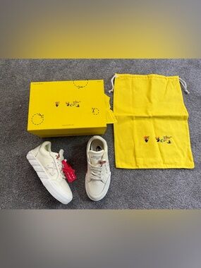 Size 31 Off-White Vulcanized Lace Up Leather Beige- Kids Shoes